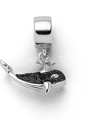 DUR Einzel Charm-Anhänger Walfisch für Damen aus 925er Sterling-Silber mit Lavasand in der Farbe , Maße: 1,5x1,5 cm, F283