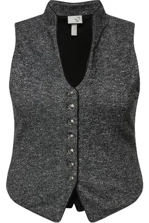 Ulla Popken Damen Trachtenmieder Stehkragen 829259 Bluse, Schwarz, 48 EU