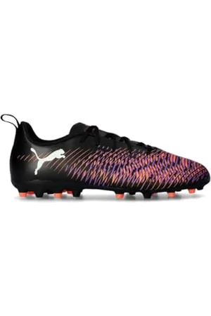 PUMA Future 8 Play MG JR Fussballschuh, Black White-Glowing RED, 35.5 EU