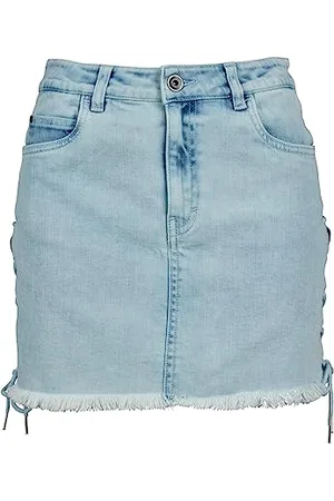 Urban classics Damen Ladies Denim Lace Up Skirt Rock, , 2