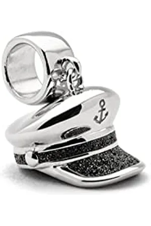DUR Einzel Charm-Anhänger Kapitänsmütze für Damen aus 925er Sterling-Silber mit Lavasand in der Farbe , Maße: 1,5x1,2 cm, F266