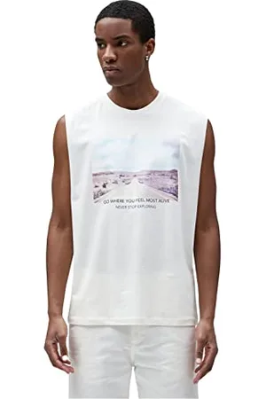 Koton Men Sleeveless Tanktop Slogan Printed Crew Neck Cotton