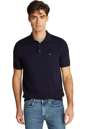 Tommy Hilfiger Herren Poloshirt Kurzarm Essential Cotton Knitted Dick, Blau (Desert Sky), XL