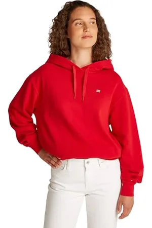 Tommy Hilfiger Damen Hoodie Contrast Flag Regular Fit, Rot (Primary Red), XL
