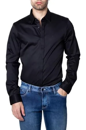 Armani Exchange Herren Smart Stretch Satin Freizeithemd, , XXL