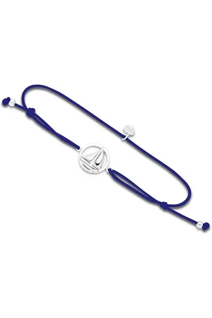 DUR Armband Ahoi Segelschiff, Elastik für Damen mit 925 Sterling Silber in der Farbe Dunkel Blau, Längenverstellbar, Länge: 14 cm, A1627DB