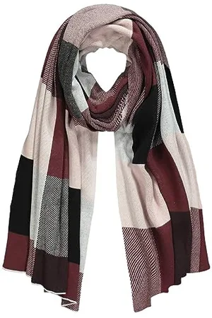 Ulla Popken Damen Knitted Scarf with Check Jacquard Scharf, , Einheitsgröße