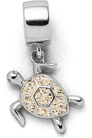 DUR Charm Turtle aus 925 Sterling Silber mit Strandsand veredelt, Silber/Beige, Größe:17,3x 16mm, F288