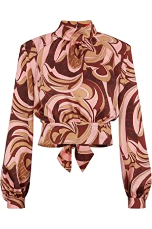 HUGO BOSS Damen Carula-1 Regular-Fit Top mit Stehkragen und Print der Saison Gemustert 32
