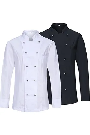 MISEMIYA Damen Forfait 2 Unités-Veste De Chef Femme Paket 2 EINHEITEN Kochjacke KZ-2-848, Schwarz/Weiß, M (2er Pack)