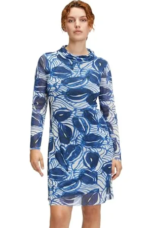 Cartoon Damen Casual-Kleid mit Stehkragen /Weiß,42