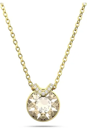 Swarovski Bella Halskette, Vergoldete Damenhalskette mit Strahlendem Goldfarbenen Anhänger