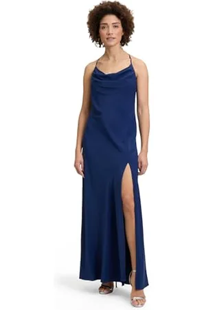 Vera Mont Damen Abendkleid mit Wasserfallausschnitt Festival Blue,36