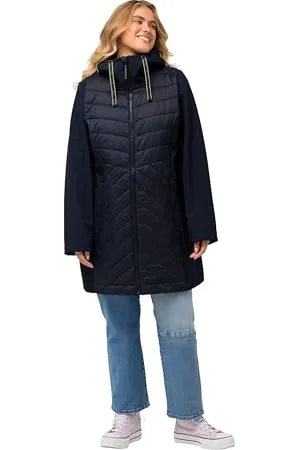 Ulla Popken Damen, große Größen, GRS HYPRAR Softshelljacke mit Steppeinsatz, wasserabweisend