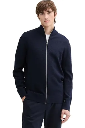 TOM TAILOR Herren Strickjacke mit Reißverschluss aus Baumwolle, , XL