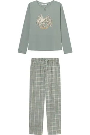 Women secret Damen Pijama Largo Teddy Checks Pyjamas, , S