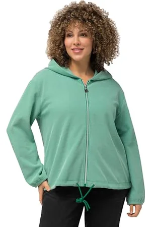 Ulla Popken Damen Struktur-seatjacke mit Kapuze Strickjacke, , 62-64