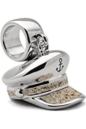 DUR Einzel Charm-Anhänger Kapitänsmütze für Damen aus 925er Sterling-Silber mit Strandsand, Farbe: , Maße: 1,5x1,2 cm, F265