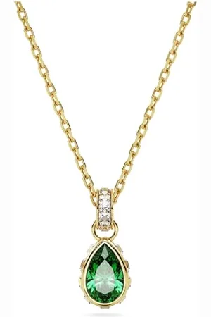 Swarovski Chroma Halskette, Grüne und Vergoldete Damenhalskette mit Strahlendem Anhänger