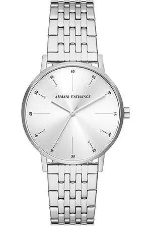 Armani Exchange Uhr für Damen , Dreizeigerwerk, 36MM Silbernes Edelstahlgehäuse mit Edelstahlarmband, AX5578