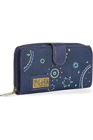 Lois Geldbörse Damen Gross - Strapazierfähige Portemonnaie Damen - Damen Geldbörse - Damen-Geldbörsen mit Materialien - Damen Portemonnaie, Marine Blau