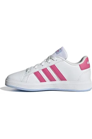 adidas Grand Court 2.0 Shoes Kids Sneaker, FTWR White/Pulse Magenta/Glow Blue F19, 21 EU
