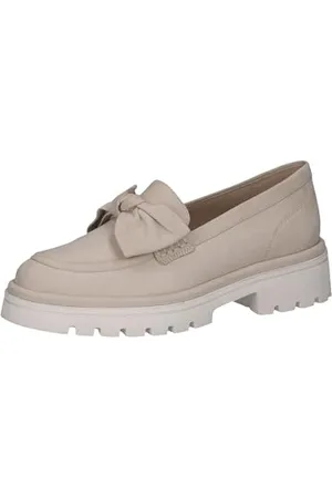 Caprice Damen Slipper aus Leder mit Schleife, Beige , 40 EU