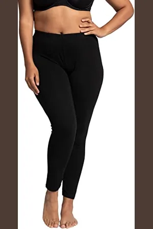 Ulla Popken Damen Leggings, Wadenlang, Schmales Bein, Elastikbund, , 36W / 32L EU