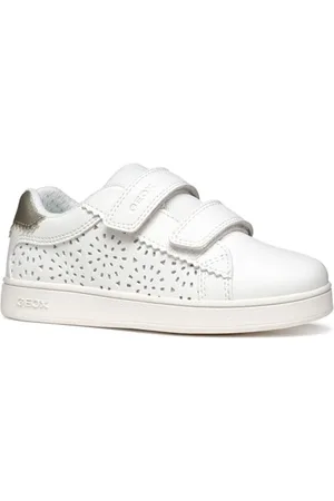 Geox J ECLYPER Girl A Sneaker, White/Platinum, 36 EU