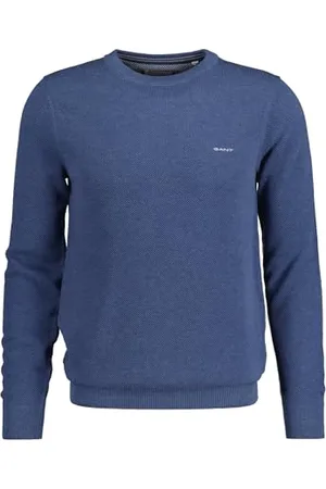GANT Herren Cotton Pique C-Neck Pullover, Denim Blue Mel, XXL EU