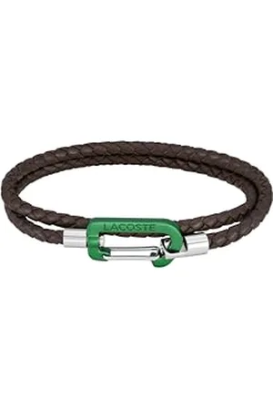 Lacoste Herren Lederarmbänder Kollektion MATT aus Doppelt Gewickeltem Leder mit Farbiger Karabinerverschluss – Erhältlich in Braun, Marineblau oder Schwarz