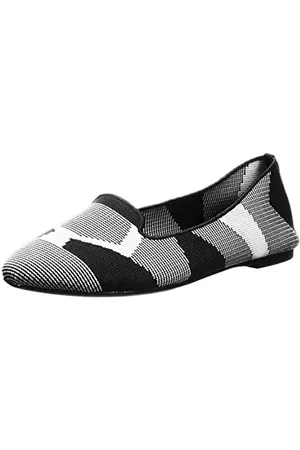 Skechers Damen Cleo-Sherlock-Engineered Knit Loafer Skimmer Ballerinas, Schwarz/Weiß, 38 EU