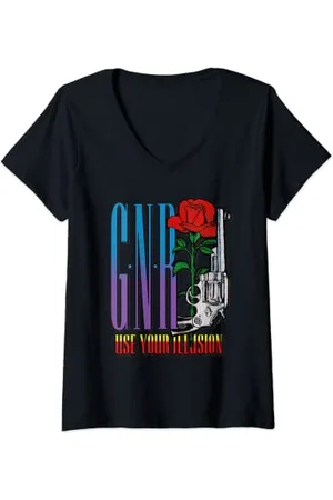 Guns N´Roses Official Use Your Illusion Pistol T-Shirt mit V-Ausschnitt