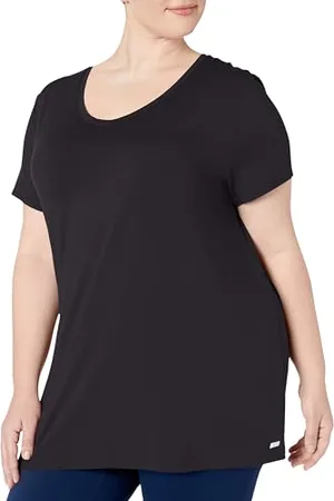 Amazon Damen Kurzärmeliges T-Shirt mit V-Ausschnitt aus Tech-Stretch-Stoff - Auslauffarben, 2er-Pack, , XS
