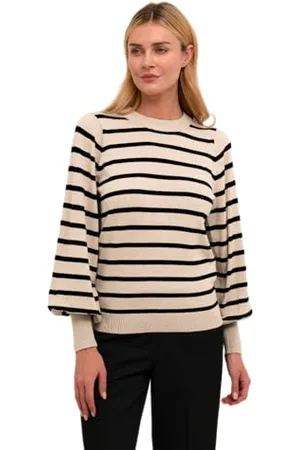 Kaffe Strickpullover KAlizzy Damen Strickpullover Langarm Streifen Pullover Pulli Rundhals XL