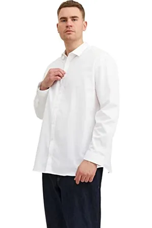JACK & JONES Herren Freizeit Hemd JPRBLACARDIFF Relaxed Fit Plussize 2XL-8XL, Größe:5XL, Farbe:White Loose FIT 12235157