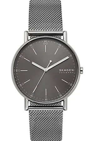 Skagen Herrenuhr Signatur, Dreizeiger Uhrwerk, 40mm Charcoal Edelstahlgehäuse mit Edelstahl Mesh Armband, SKW6577