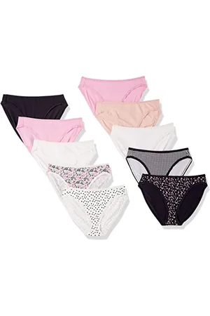 Amazon Damen Slip aus Baumwolle mit hohem Beinschnitt (in Übergröße erhältlich), 10er-Pack, , 44