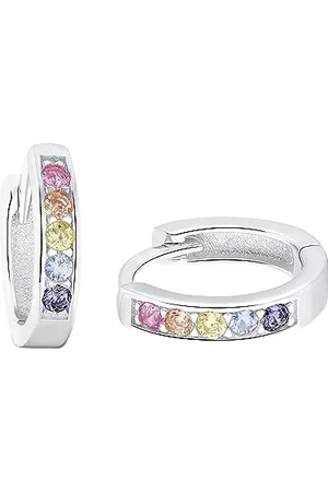 Amor Creolen 925 Sterling Silber Mädchen Kinder Ohrschmuck, mit Zirkonia synth., 1,2 cm, Silber, Kommt in Schmuck Geschenk Box, 2036778
