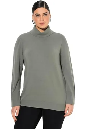 Ulla Popken Damen große Größen Übergrößen Plus Size Rollkragenpullover, breite Rippbündchen, Langarm
