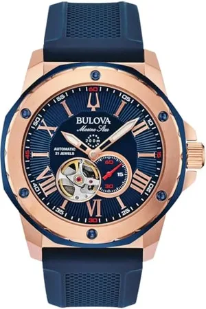 BULOVA Herren Analog Mechanisch Uhr mit Silikon Armband 98A227