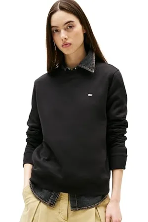 Tommy Hilfiger Damen Pullover Crew Neck Rundhalsausschnitt, Schwarz (Black), M