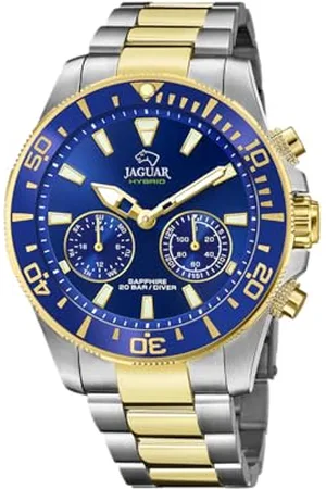 Jaguar Armbanduhr Modell J889/1 aus der Kollektion Connected, Gehäuse 45,7 mm blau, mit zweifarbigem Stahlband für Herren