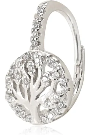 Beneto Glittering Silver Earrings with Zircons Tree of Life AGUC386L sBE1260, Estándar, Nicht-Edelmetall, Kein Edelstein