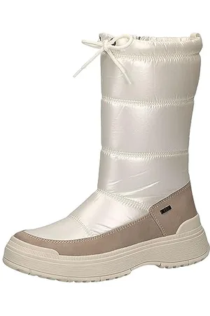 Caprice Damen Winterstiefel ohne Absatz Airmotion Wasserabweisend Gefüttert Weite G Vegan, Elfenbein , 38 EU