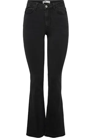 JDY Damen newflora Hw Flared Dg30 Dnm Noos Jeans, Dark Grey Denim, 30W / 30L EU