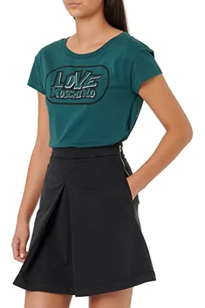 Moschino Damen Dyed Twill miniskirt with black shiny logo back tag, , 44 EU