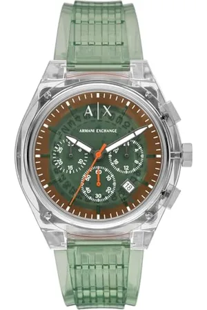 Armani Exchange Watch for Men, Chronograph Movement and 46mm Case Size with Stainless Steel, Leather or Silicone Strap