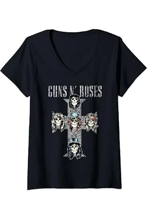 Guns N´Roses Offizielles Vintage-Kreuz T-Shirt mit V-Ausschnitt
