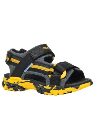 Geox J Borealis Boy E Sandal, Black/Yellow, 24 EU